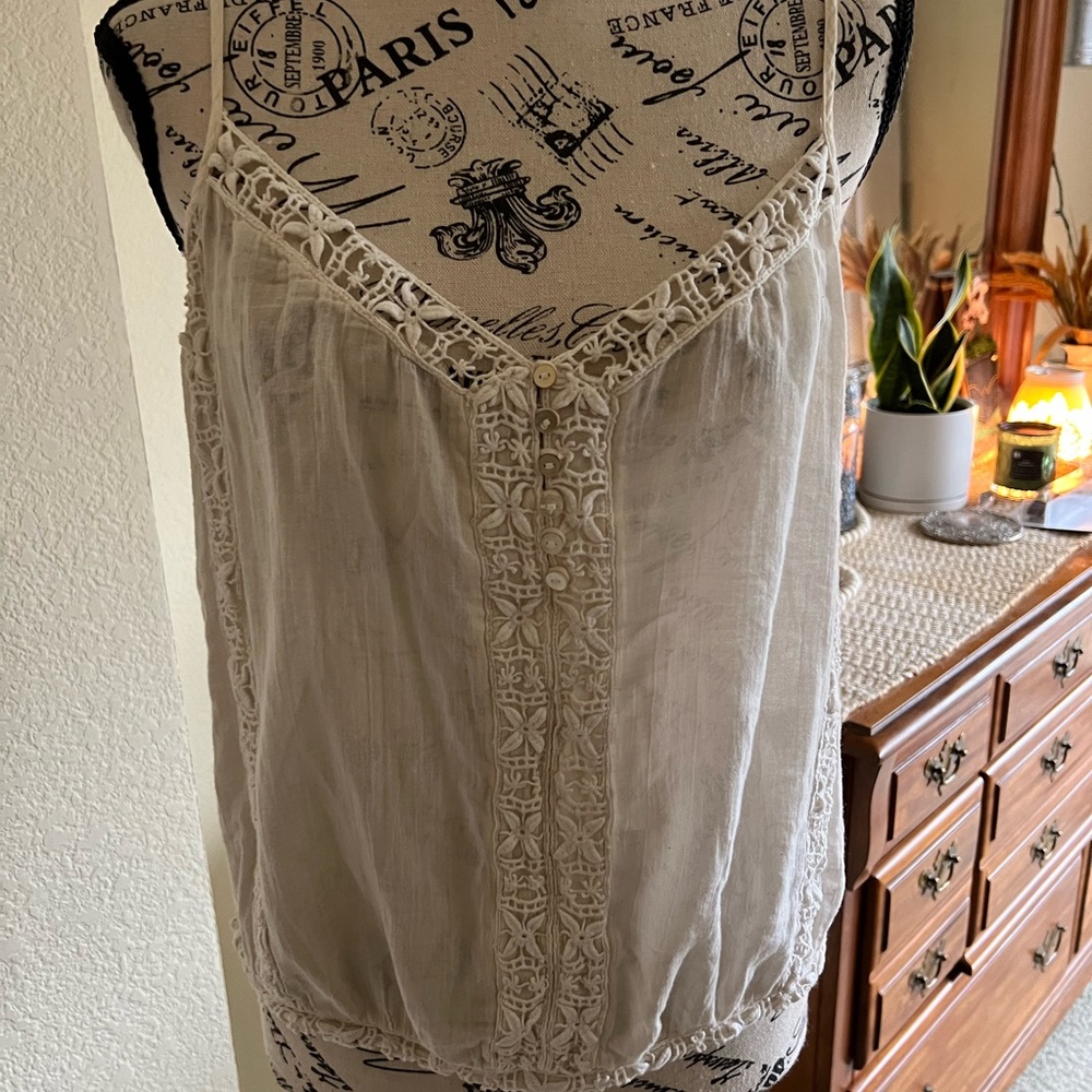 American Eagle outfitters,tank top with lace and button design.  size large
